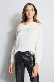 Off Shoulder Silk Shirt at Elie Tahari